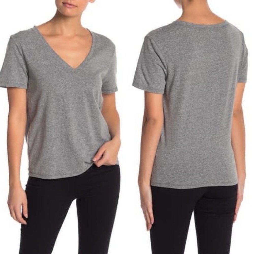 NEW‎ Nordstrom BP V-Neck Short Sleeve Tee Grey Size Large Cotton Cloudy Heather